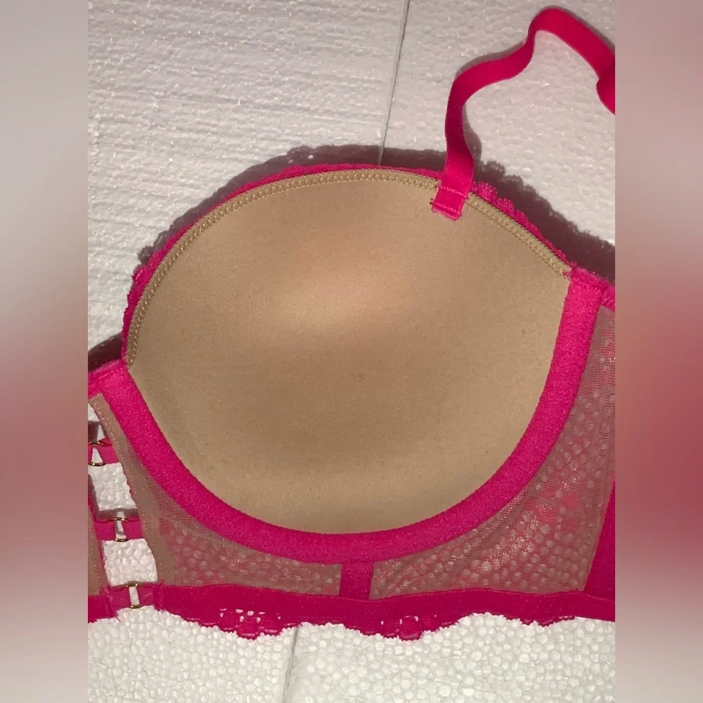 Women’s Morgan Natural Lift Lace Push Up Bra Adored by Adore Me Pink 36B